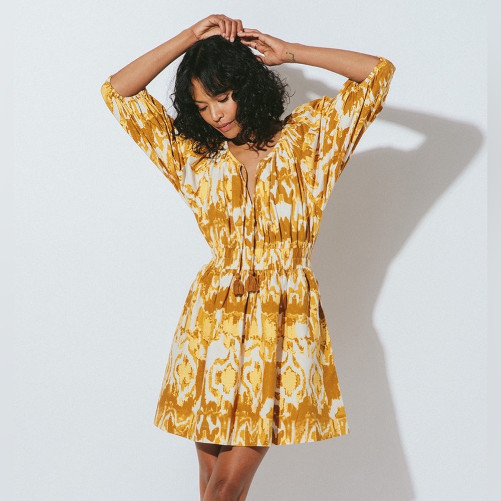 Cleobella Yellow and White Patterned Dress